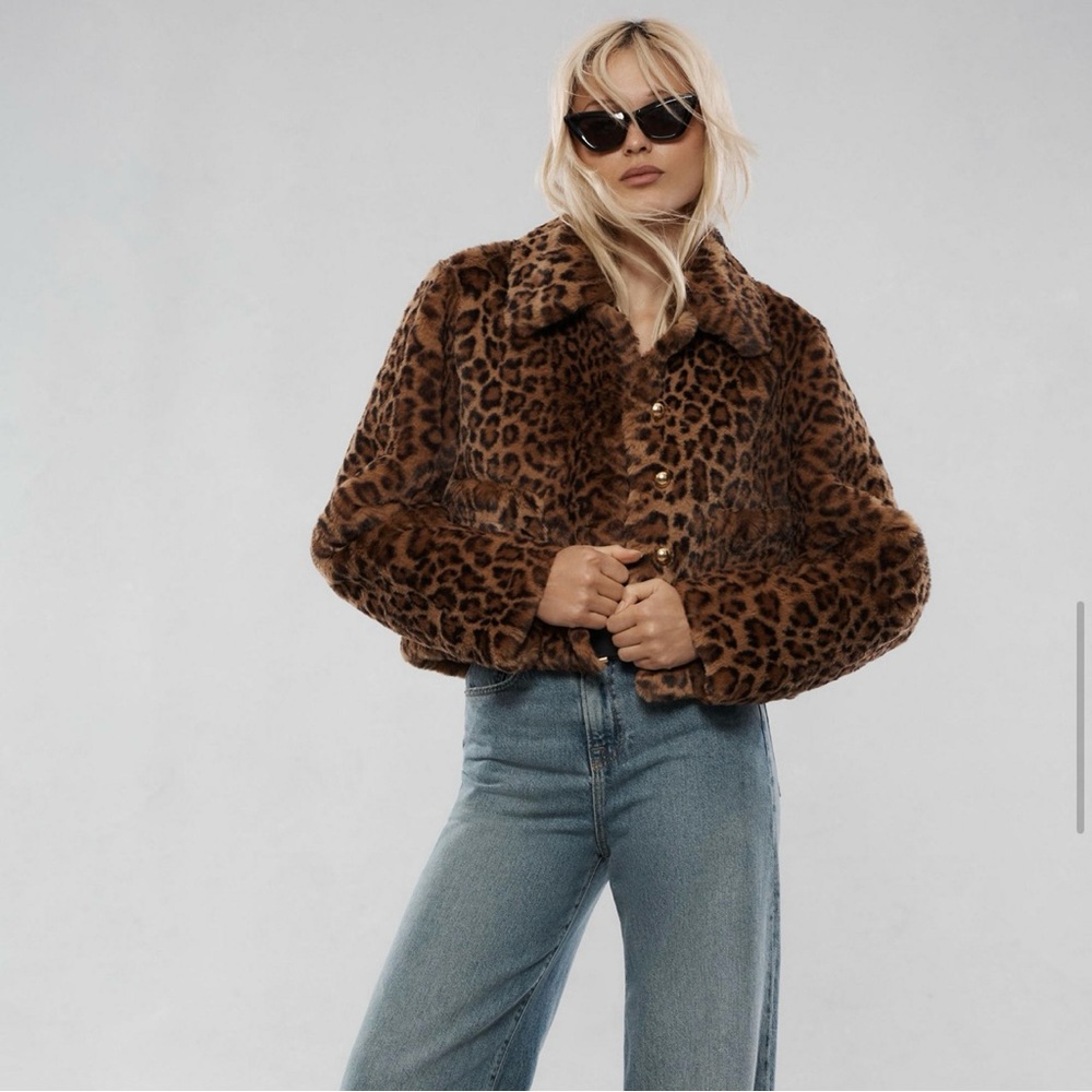 NWOT Maeve Faux Fur Leopard Jacket